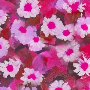 Jumbo // Hand-Painted-Daisies-magenta-pink fabric + wallpaper