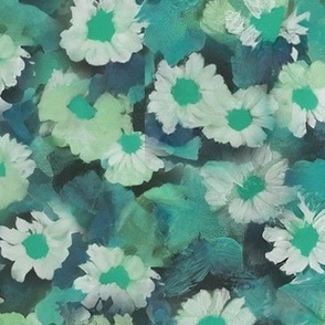 Jumbo // Hand-Painted-Daisies-teal-blue fabric + wallpaper