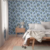 Poppy Blue and Butterflies - Polka Dots on Light Blue BG - Floral Collection