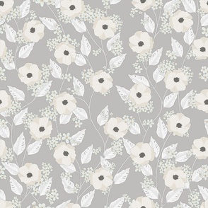 Soft grey neutral floral