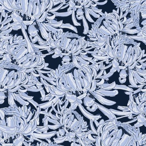 Dreamy Chrysanthemums-Nile Blue-Shibori Blues Palette