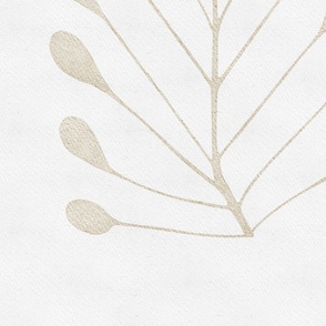 large scale // leaf - light neutral beige and white - abstract watercolor botanical