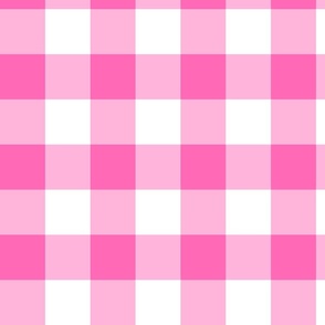 Bright Pink Gingham Check Picnic Blanket Large
