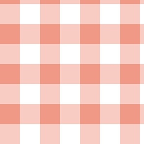 Peach Gingham Check Picnic Blanket Large