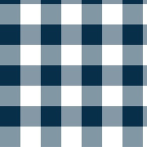 Midnight Blue Gingham Check Picnic Blanket Large