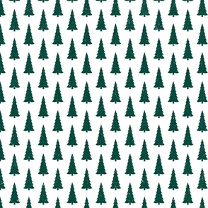 Snow-flecked Christmas Trees Evergreen Trees on Pale Blue Background