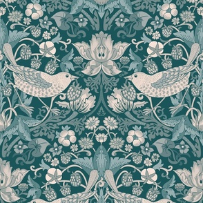 Berry Bandit in Gorgeous Garden - teal green, large 