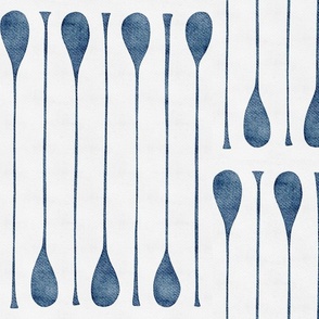 spoons - indigo blue and white - abstract watercolor