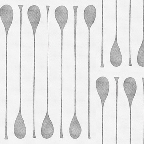 spoons - silver gray and white - abstract watercolor