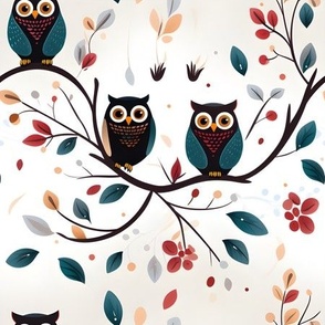 Black & Dark Teal Owls - medium