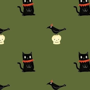 Halloween Party Cat Raven Pattern