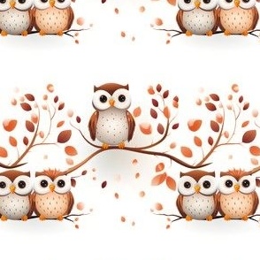 Brown Owls on Branches - small