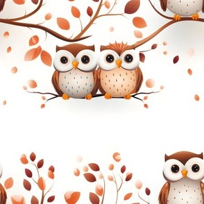 Brown Owls on Branches - medium