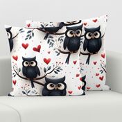 Black Owls & Hearts - large