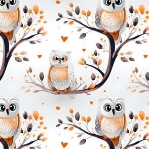 Silver & Orange Owls - small