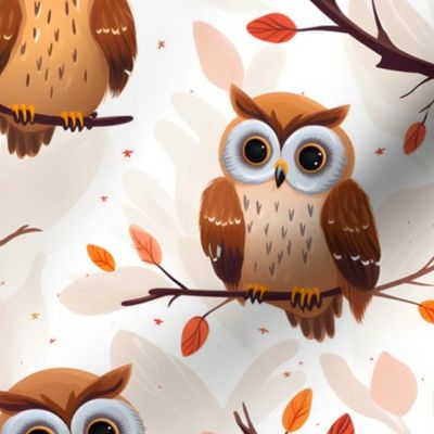 Cute Brown Owls - medium