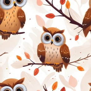 Cute Brown Owls - large