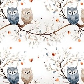 Beige & Gray Owls - small