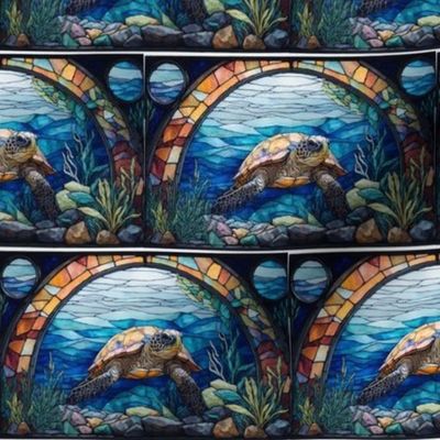 Stain Glass Turtle in the Ocean
