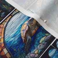 Stain Glass Turtle in the Ocean