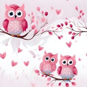 Pink Owls - medium
