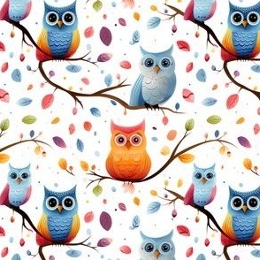 Blue & Orange Owls - small