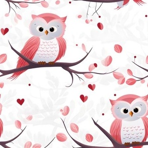 Pink & White Owls - medium