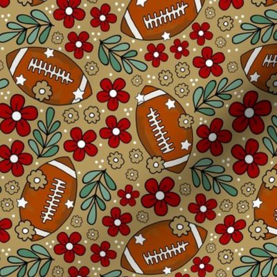 Medium Scale Team Spirit Football Floral in San Francisco 49ers Colors Red Gold Black