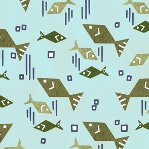 Tidepool Fish on surf blue wallpaper scale