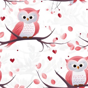 Pink & White Owls - large