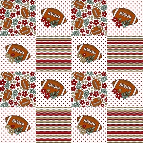 Bigger Patchwork 6" Squares Team Spirit Football San Francisco 49ers Red Gold Black White for Cheater Quilt or Blanket