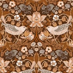 Berry Bandit in Gorgeous Garden - warm brown neutrals, large 