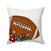 18x18 Panel Team Spirit Football and Flowers in San Francisco 49ers Colors Red Gold for DIY Throw Pillow Cushion Cover or Tote Bag