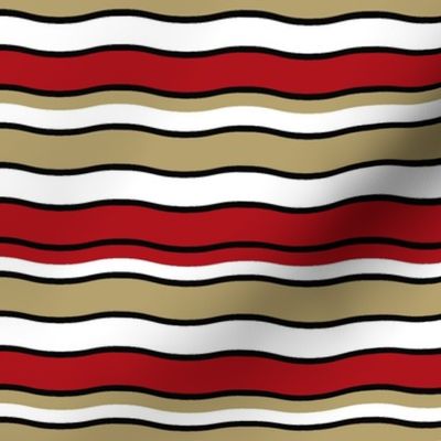 Large Scale Team Spirit Football Wavy Stripes in San Francisco 49ers Colors Red Gold Black