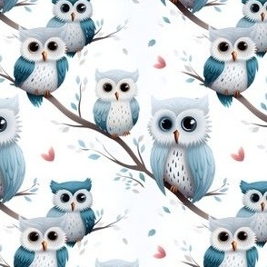 Blue & Gray Owls - small