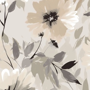 Painted neutral beige ivory floral