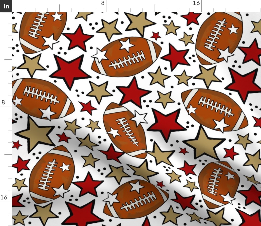 Large Scale Team Spirit Footballs and Stars in San Francisco 49ers Colors Red Gold Black