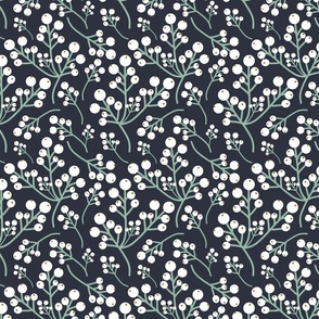  Christmas Floral Mint and Navy Blue