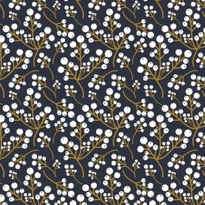  Christmas Floral Gold, White and Navy Blue