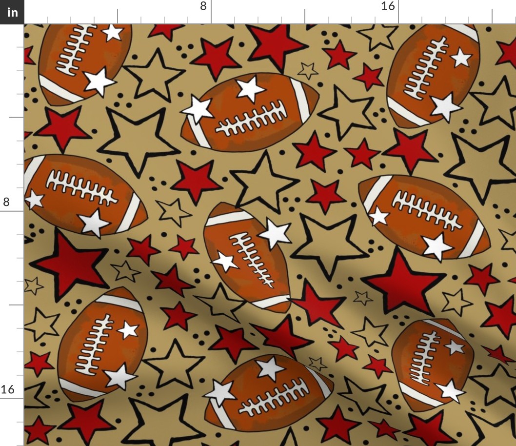 Large Scale Team Spirit Footballs and Stars in San Francisco 49ers Colors Red Gold Black