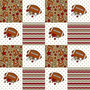 Smaller Patchwork 3" Squares Team Spirit Football San Francisco 49ers Colors Red Gold Black White for Cheater Quilt or Blanket