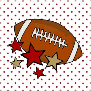 18x18 Panel Team Spirit Football and Stars in SAn Francisco 49ers Colors Red and Gold for DIY Throw Pillow Cushion Cover or Tote Bag (3)