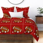 18x18 Panel Team Spirit Football and Stars in SAn Francisco 49ers Colors Red and Gold for DIY Throw Pillow Cushion Cover or Tote Bag (2)