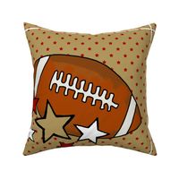 18x18 Panel Team Spirit Football and Stars in SAn Francisco 49ers Colors Red and Gold for DIY Throw Pillow Cushion Cover or Tote Bag