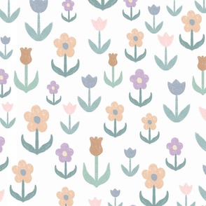 Large Majestic Meadow minimalistic pastel flowers