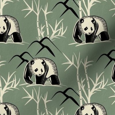 Panda in the woods green colour