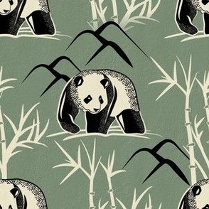 Panda in the woods green colour