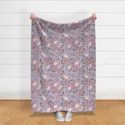 Scandinavian Inspired Floral - Pantone Intangible Tea Towel Challenge - Flowers Pattern - Purple - Blue - Novelty - Nursery - Botanical 