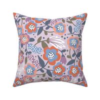 Scandinavian Inspired Floral - Pantone Intangible Tea Towel Challenge - Flowers Pattern - Purple - Blue - Novelty - Nursery - Botanical 