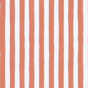 Coral Orange Red Hand-drawn Organic Textured Stripes